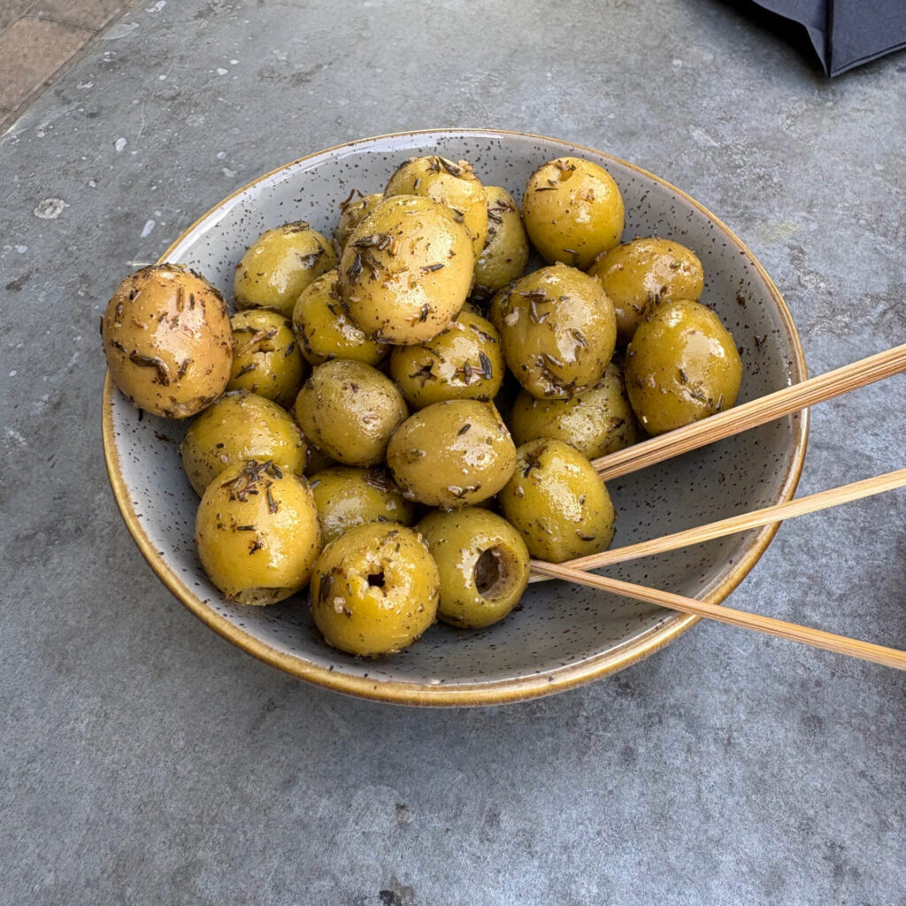 Olives Marinated in Lemon, Thyme, and Garlic at La Feria