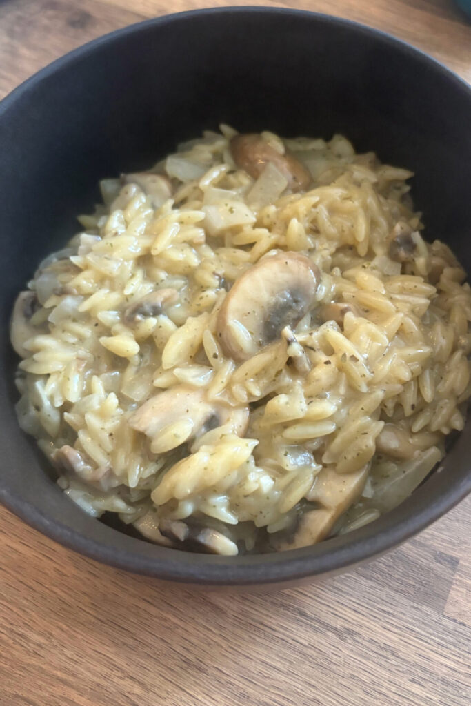 miso mushroom orzo