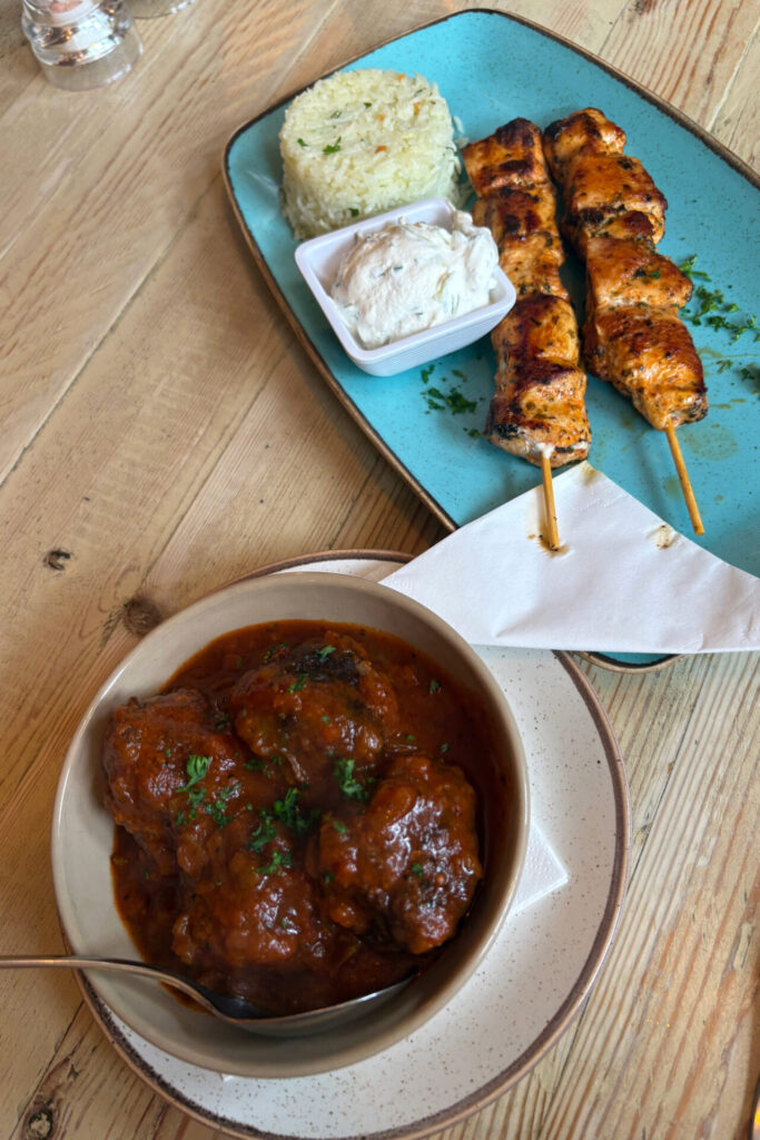 Keftedakia and Chicken Souvlaki from Papa
