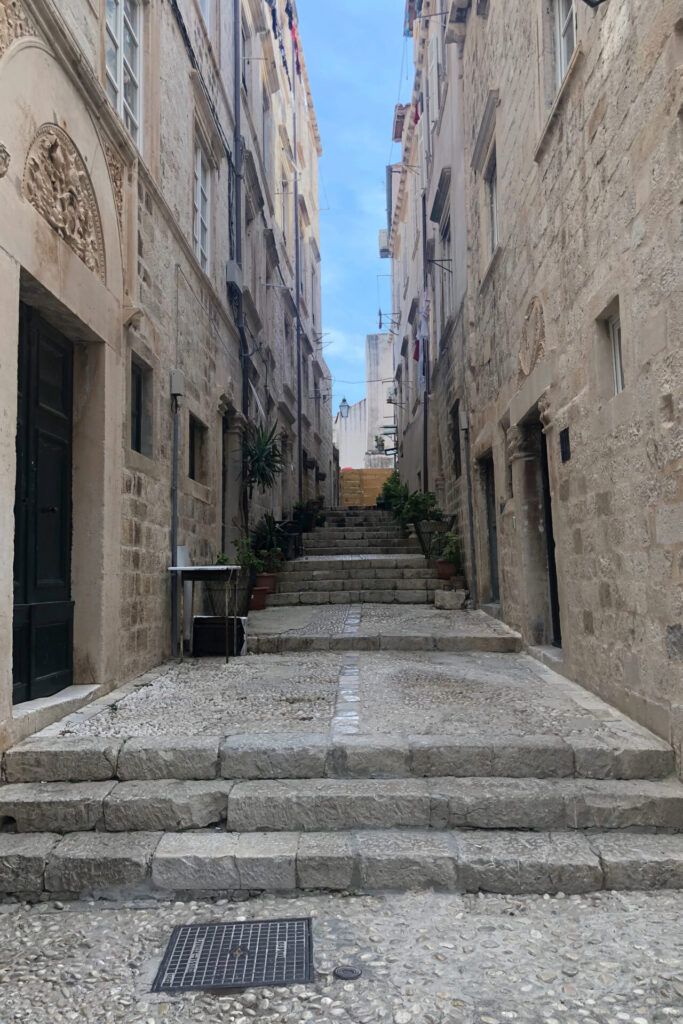 cobbled street in the old town of dubrovnik