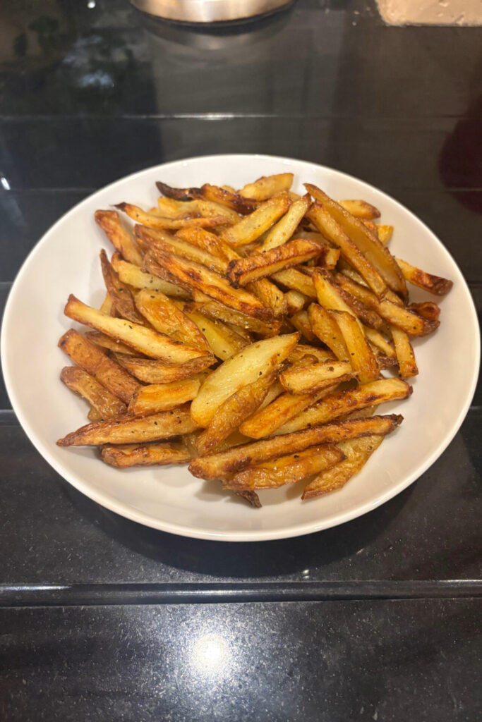 skin on fries with lemon and black pepper seasoning