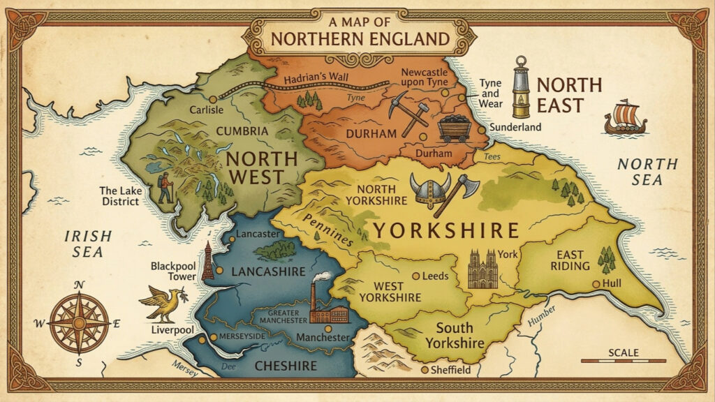 Map of Northern England